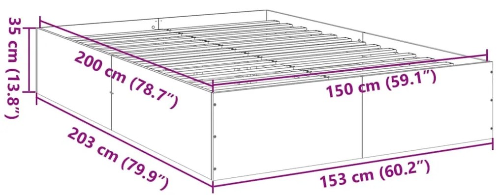 Estrutura de cama 150x200 cm derivados de madeira branco