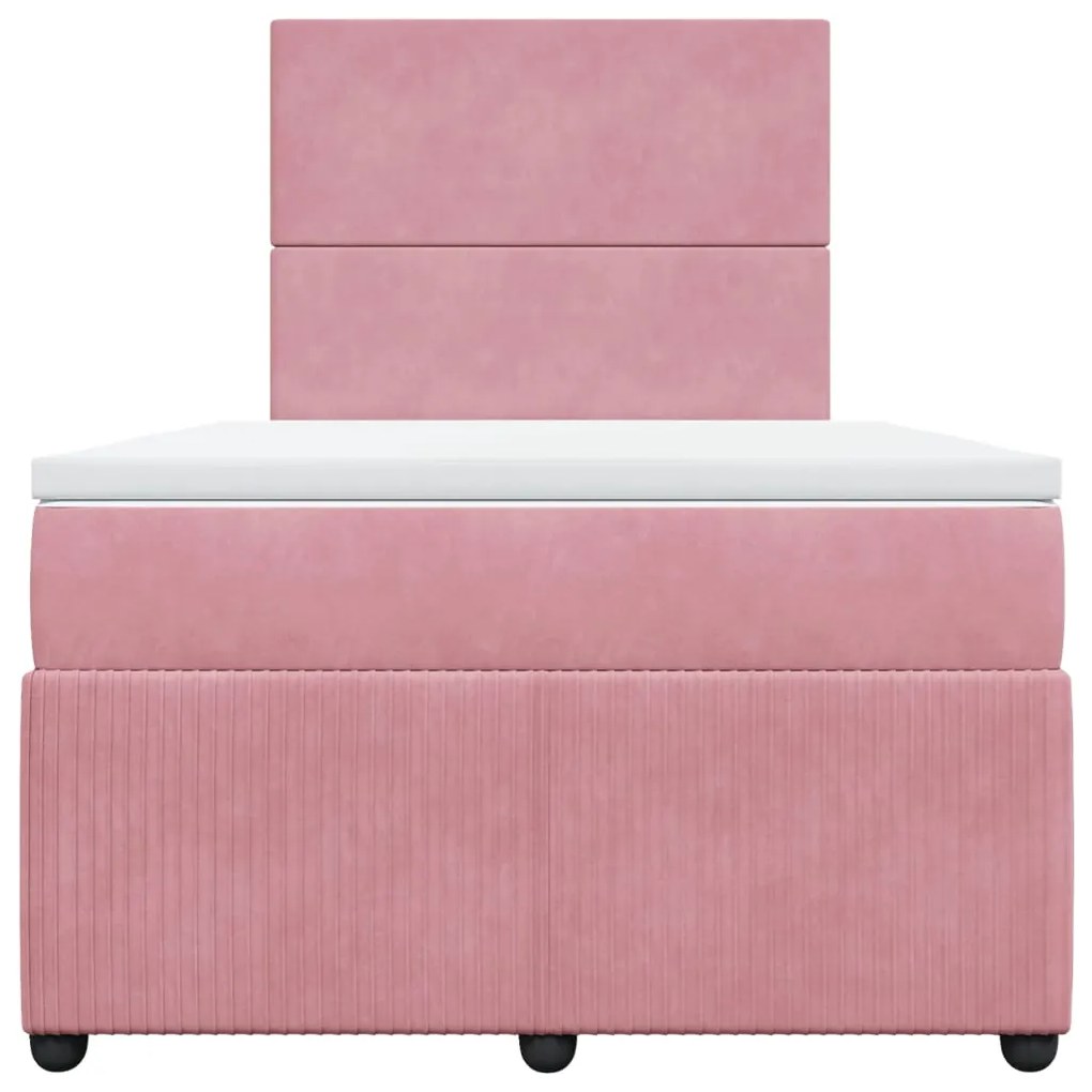 Cama boxspring com colchão 120x200 cm veludo rosa