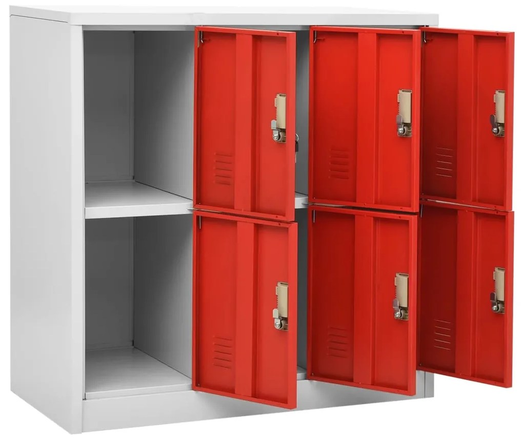 Cacifos 5 pcs 90x45x92,5 cm aço cinzento-claro e vermelho