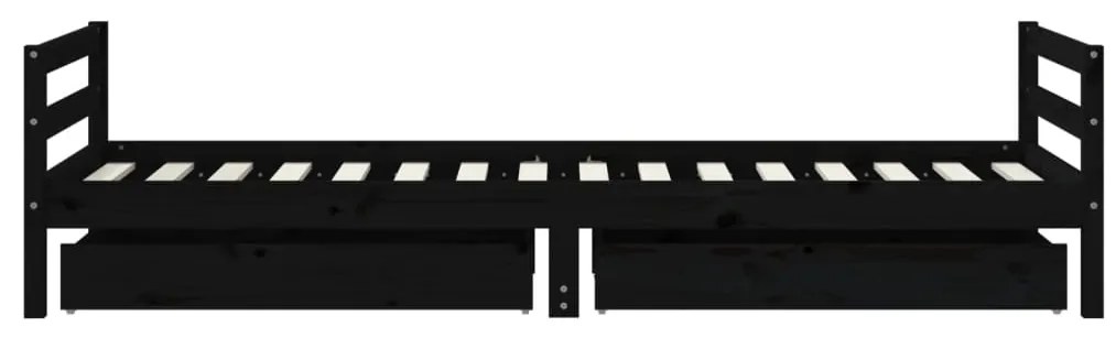 Estrutura cama infantil c/ gavetas 80x200cm pinho maciço preto