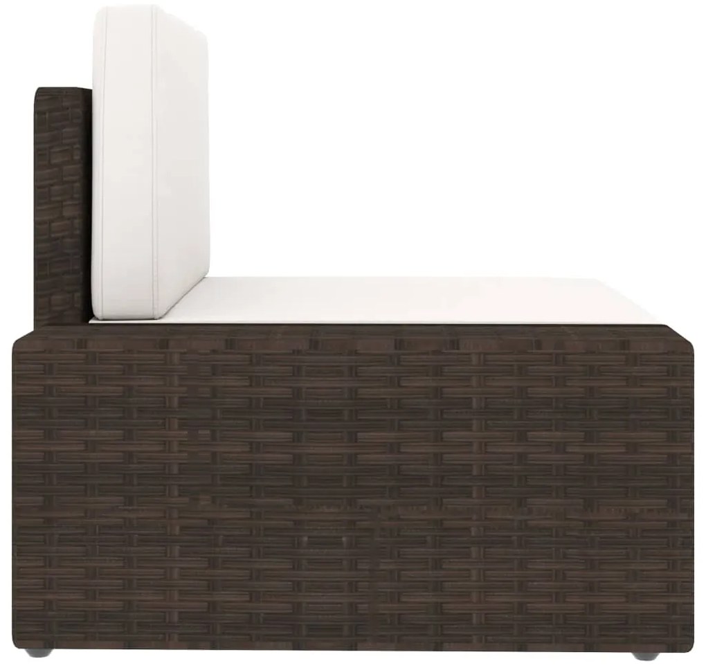 3 pcs conjunto lounge para jardim vime PE castanho