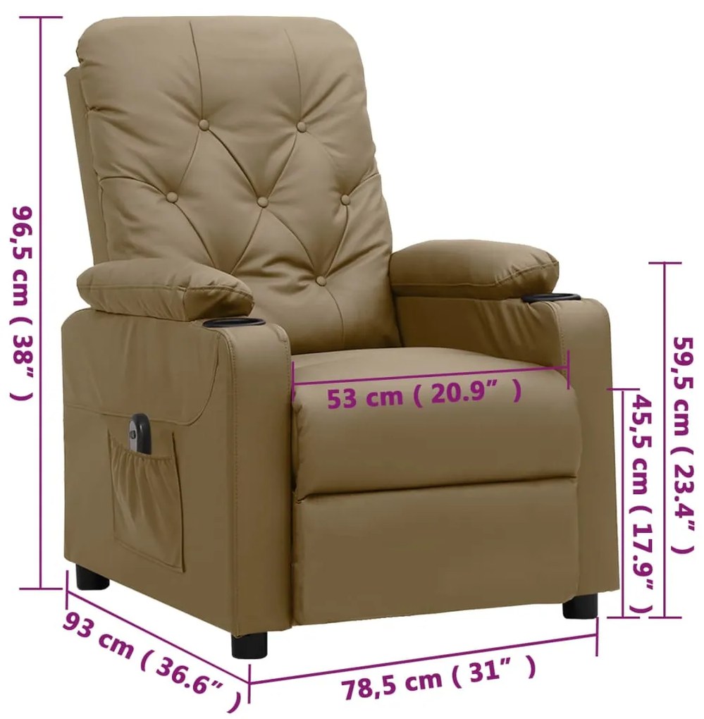Poltrona reclinável elétrica couro artificial cor cappuccino