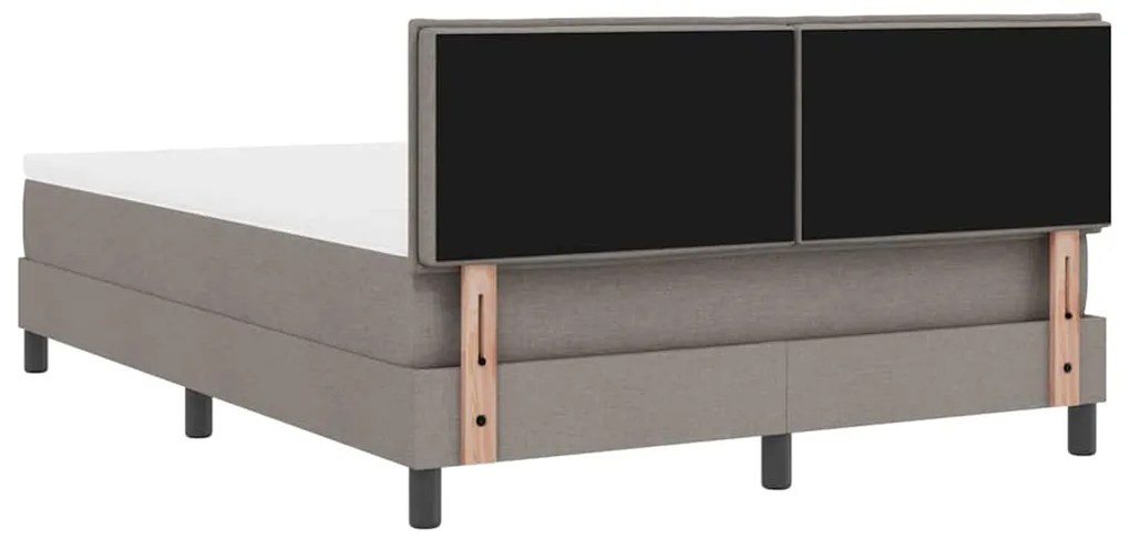 Cama Box Spring com Colchão e LED Taupe 140x200 cm Tecido
