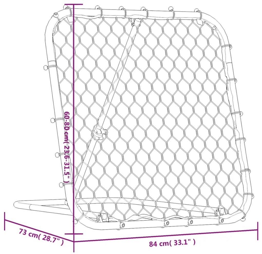 Rede de ressalto de futebol ajustável 84x73x60-80 cm aço preto