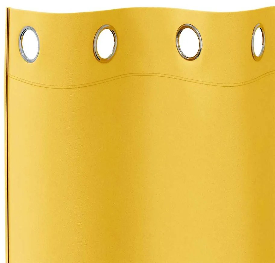 Cortinas 2 pcs amarelo mostarda 245 x 140 cm Poliéster