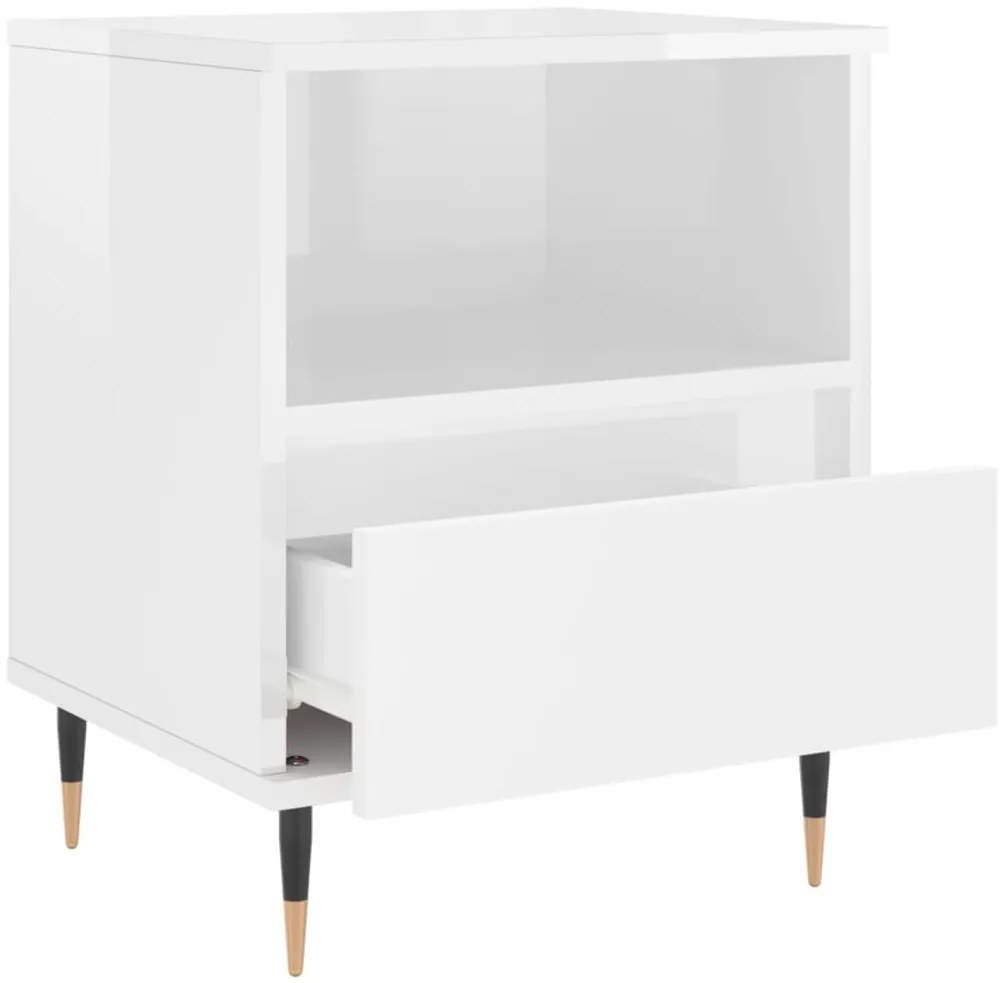 Mesa de cabeceira 2 pcs derivados de madeira branco brilhante