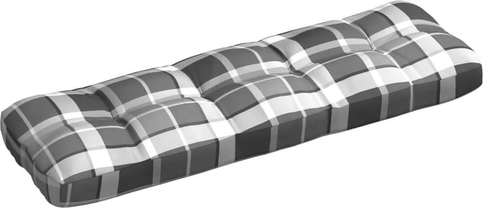 Almofadão sofá jardim 120x40x12cm tecido padrão xadrez cinzento