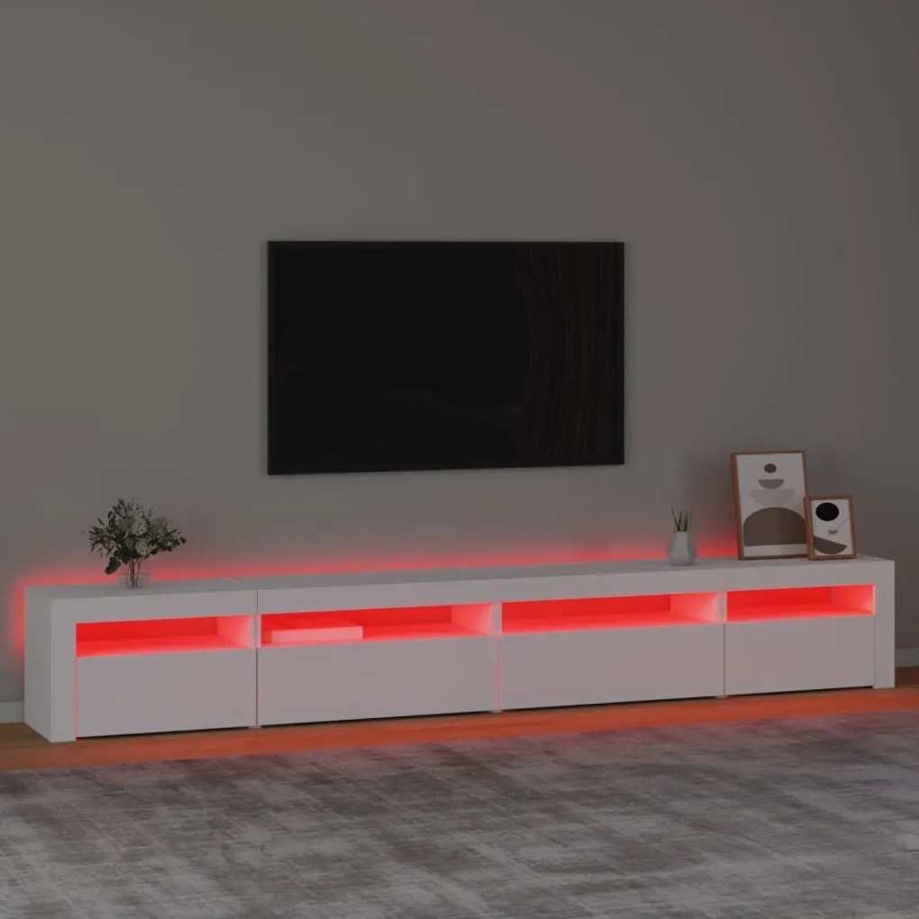 Móvel de TV com luzes LED 270x35x40 cm branco