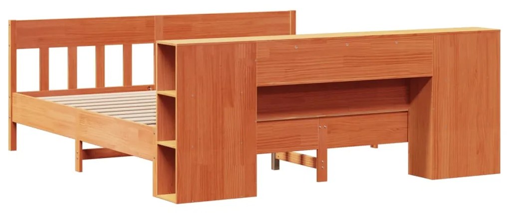 Cama com estante sem colchão 200x200 cm pinho maciço