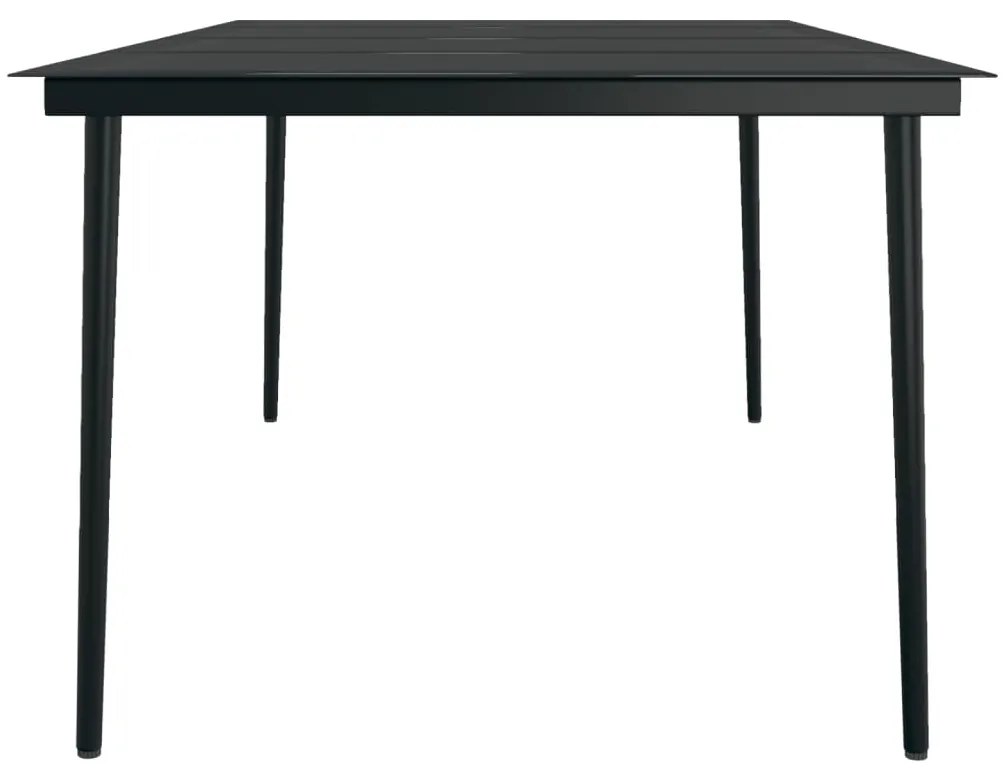 7 pcs conjunto de jantar para jardim com almofadões preto