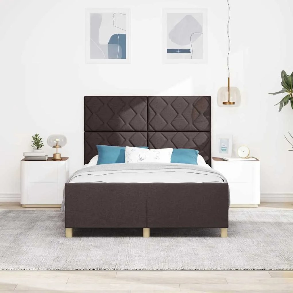 Estrutura de Cama vidaXL Castanho Escuro 140x200 cm em Tecido