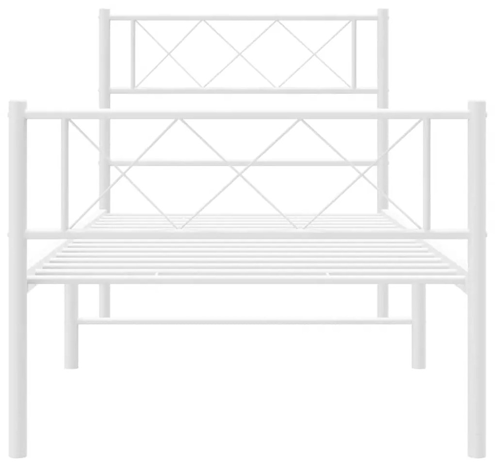 Estrutura de cama com cabeceira e pés 100x190 cm metal branco