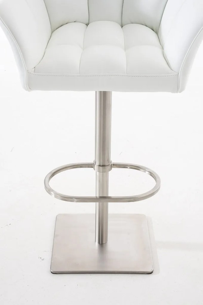 Banco de bar Damaso em couro sintético e estrutura prateada 64 x 88-113 x 45 cm Branco
