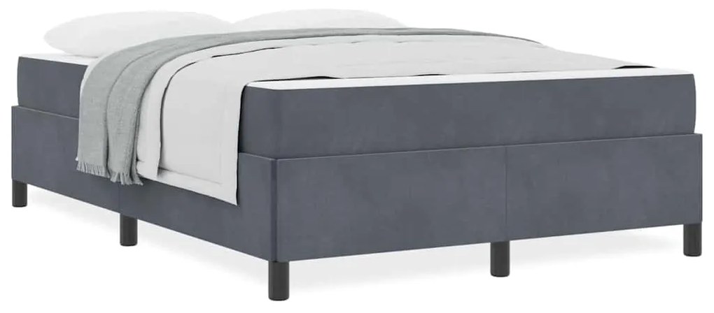 Estrutura da Cama Branco e Cinza Claro 140 x 190 cm Veludo