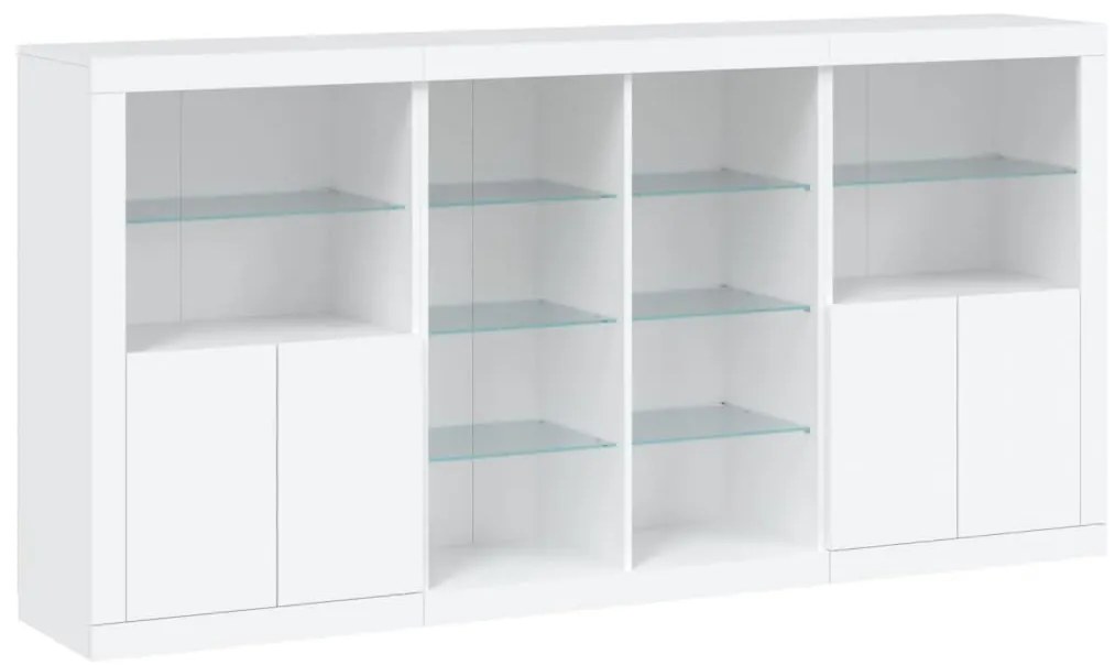 Aparador com luzes LED 202x37x100 cm branco