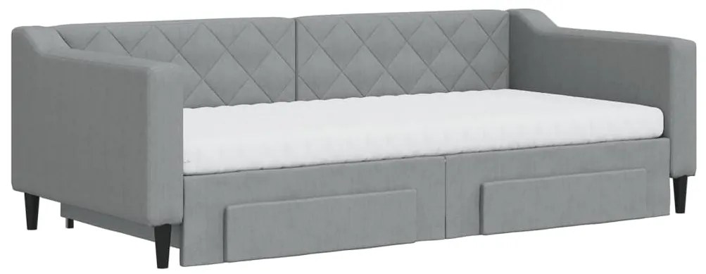Sofá-cama c/ gavetão e gavetas 90x190 cm tecido cinzento-claro