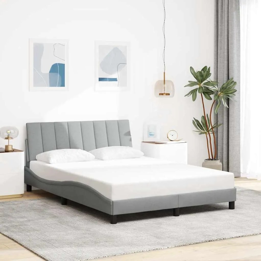 vidaXL Estrutura de cama sem colchão 140x200 cm tecido cinzento-claro