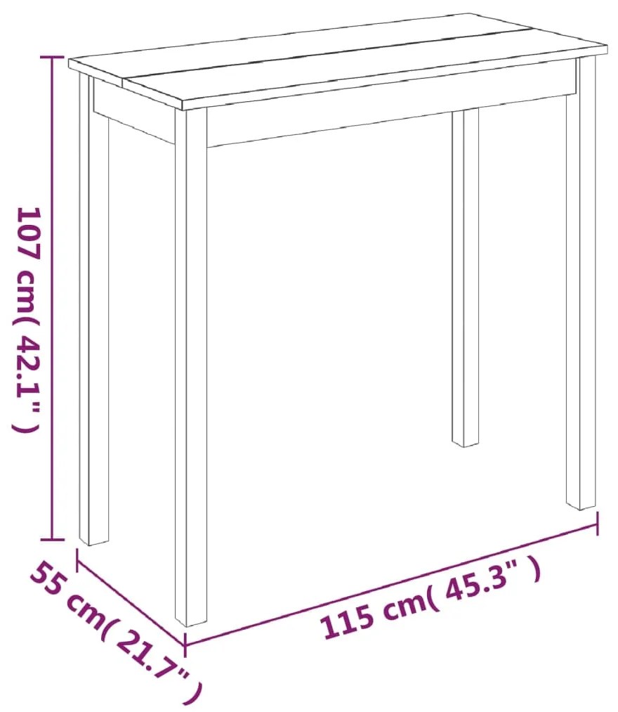 Mesa de bar em MDF preto 115x55x107 cm