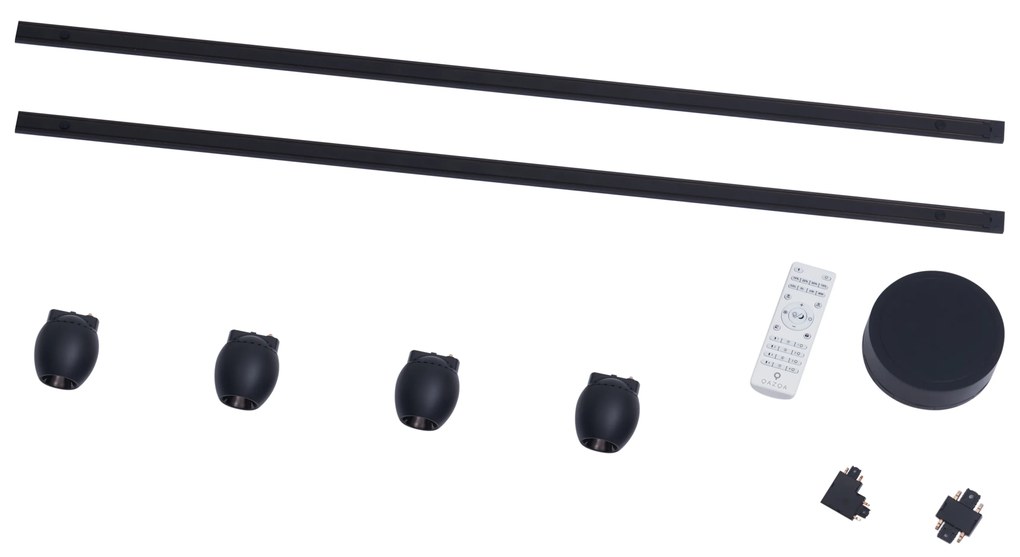 Sistema de iluminação de trilho moderno com 4 focos pretos monofásicos - Magnetic Zagaye