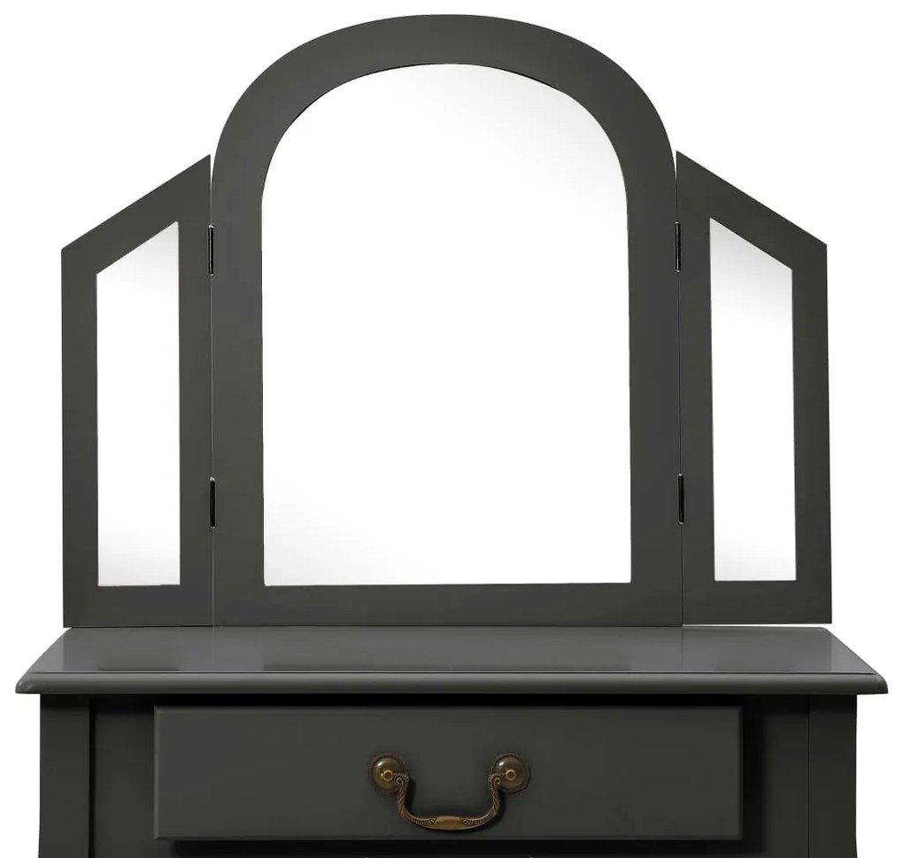 Toucador c/ banco 65x36x128 cm MDF e madeira paulownia cinzento