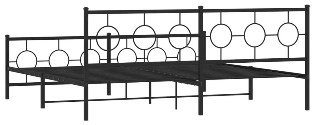 Estrutura de cama com cabeceira e pés 200x200 cm metal preto