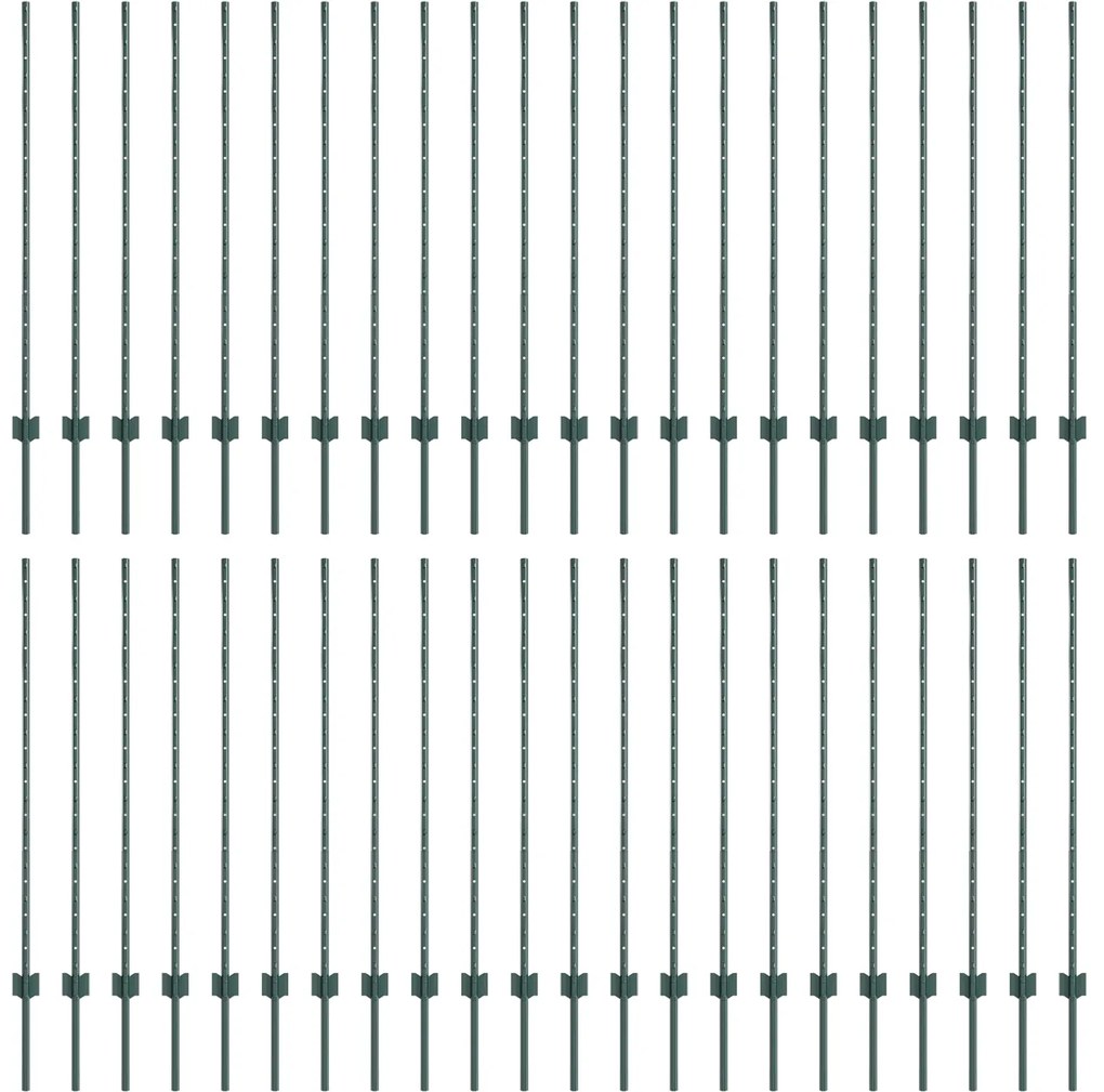 Postes de Cerca 44 pcs U-Channel Verde 160 cm Aço