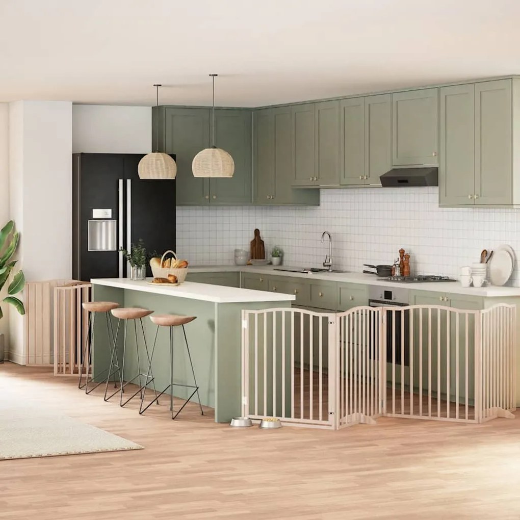 vidaXL Portão para cães com porta dobrável 12 painéis 960 cm álamo