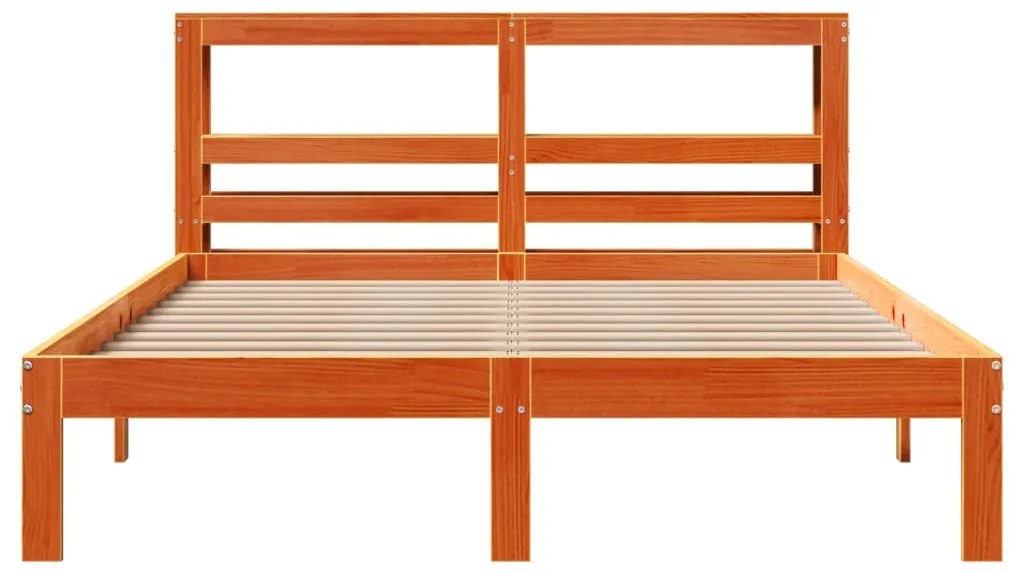 Cama sem colchão 140x190 cm pinho maciço castanho-mel