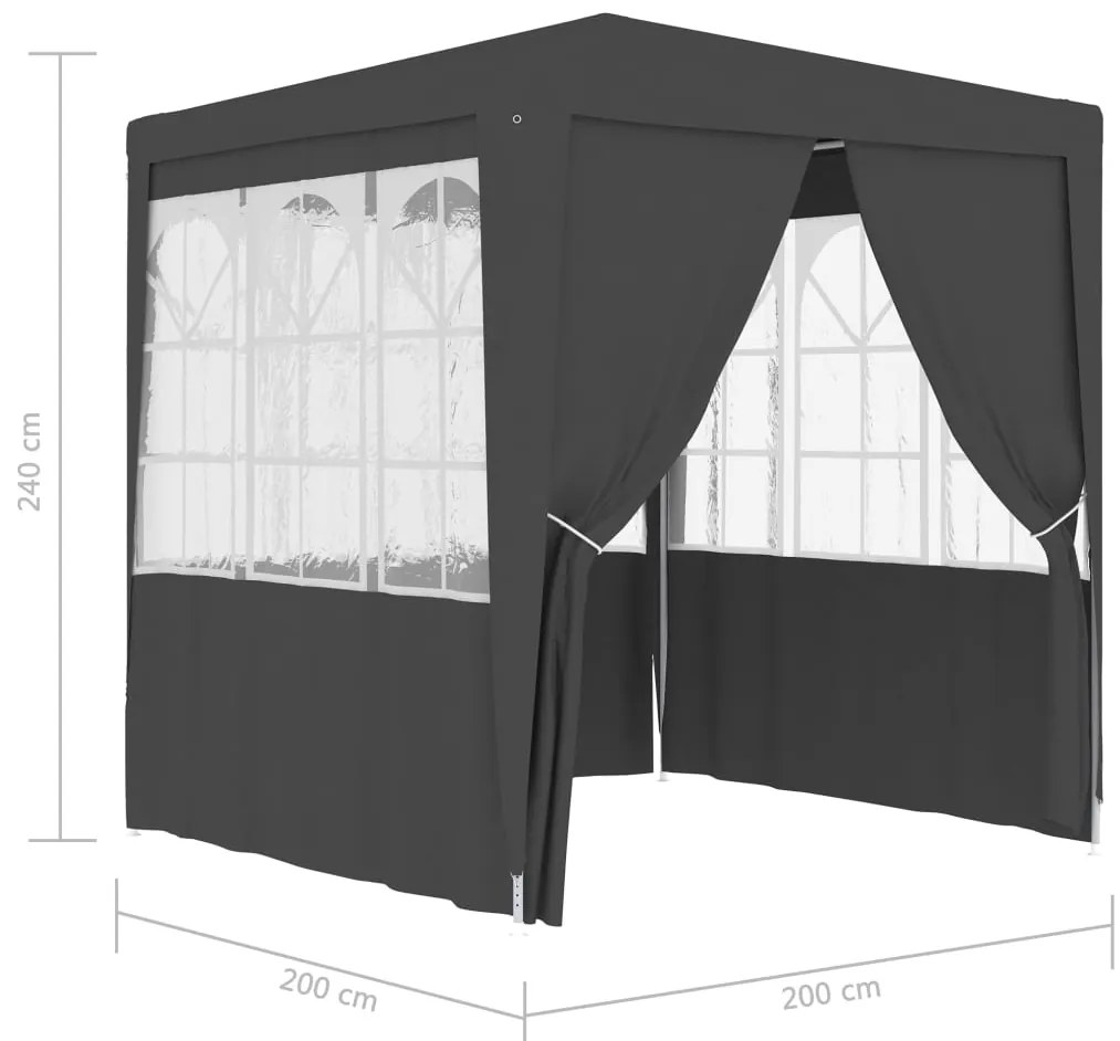 Tenda festas com paredes laterais 2x2m 90g/m² antracite