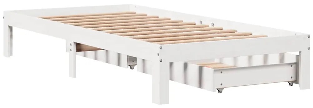 Estrutura de cama c/ gavetas 100x200 cm pinho maciço branco