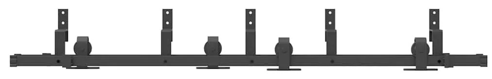 Kit de ferragens para porta deslizante 183 cm aço preto