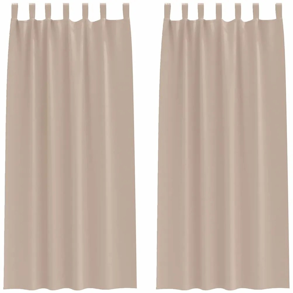 Cortinas 2 pcs Cinzento-acastanhado 245 x 140 cm Poliéster