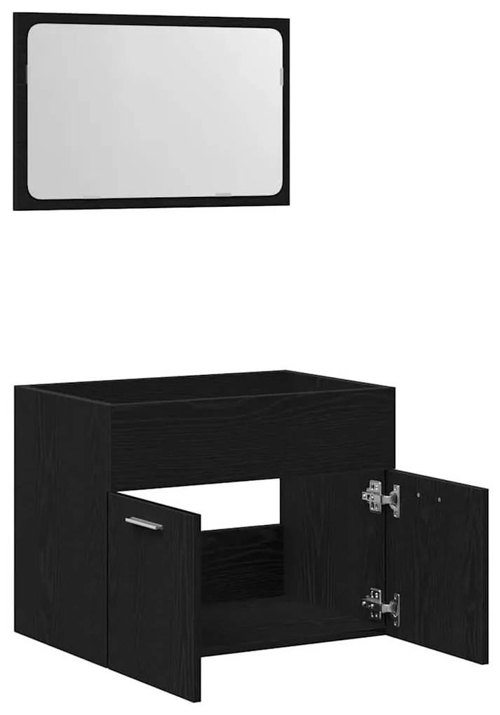 2 pcs conjunto móveis casa de banho carvalho preto