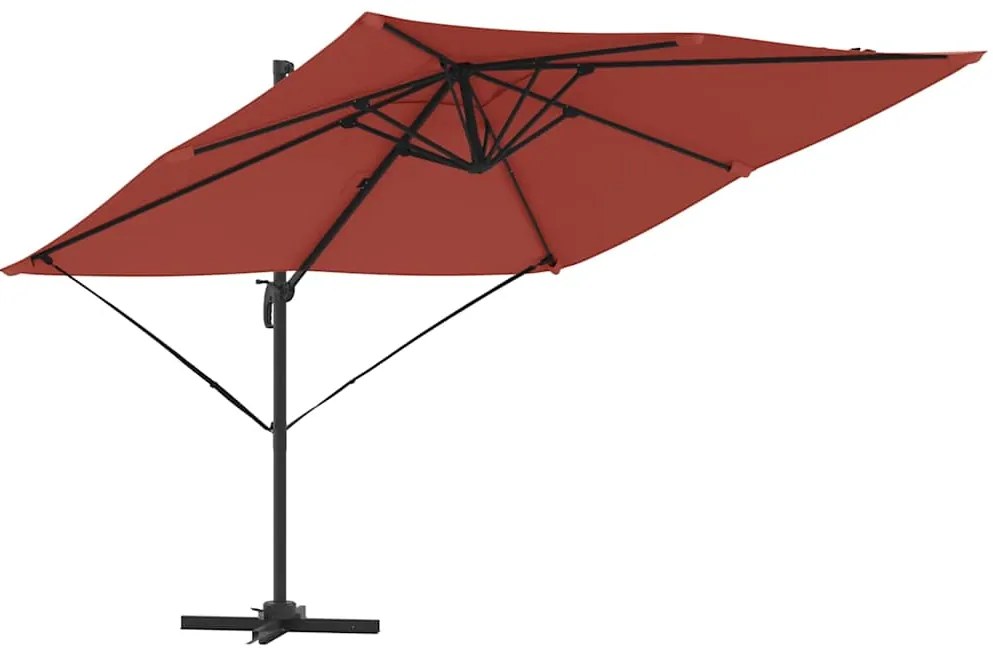 Guarda-Sol Cantilever Roma Terracota 286x285x265 cm em Alumínio