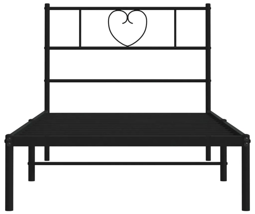 Estrutura de cama com cabeceira 100x200 cm metal preto