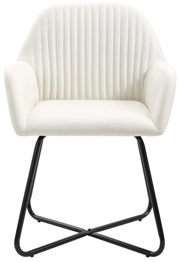 Cadeiras de jantar 4 pcs tecido cor creme