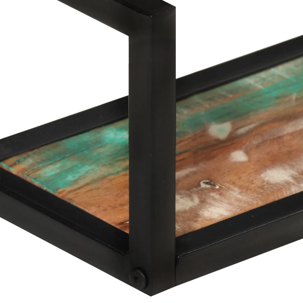 Prateleiras parede 2 pcs 110x17x17 cm madeira recuperada/ferro