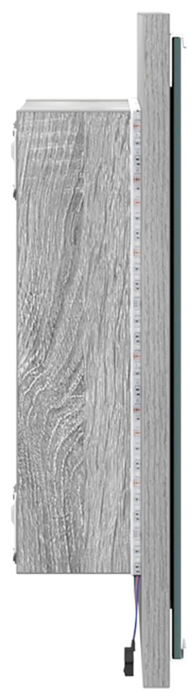 Espelho de Casa de Banho LED Cinza Sonoma 40x8.5x37 cm Madeira de Enge