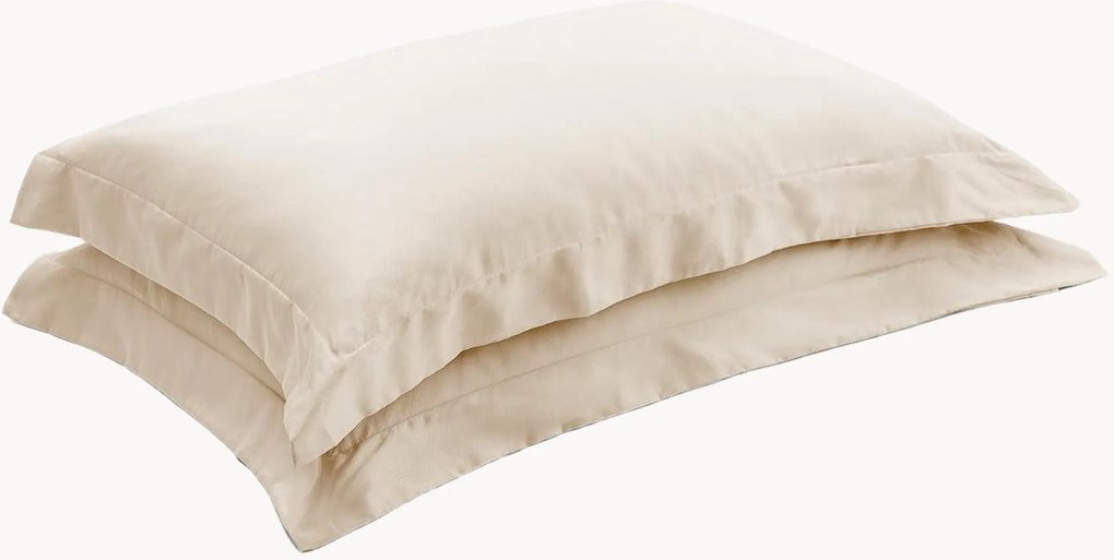 Fronhas de almofada em cetim de algodão Cream, conjunto de 2