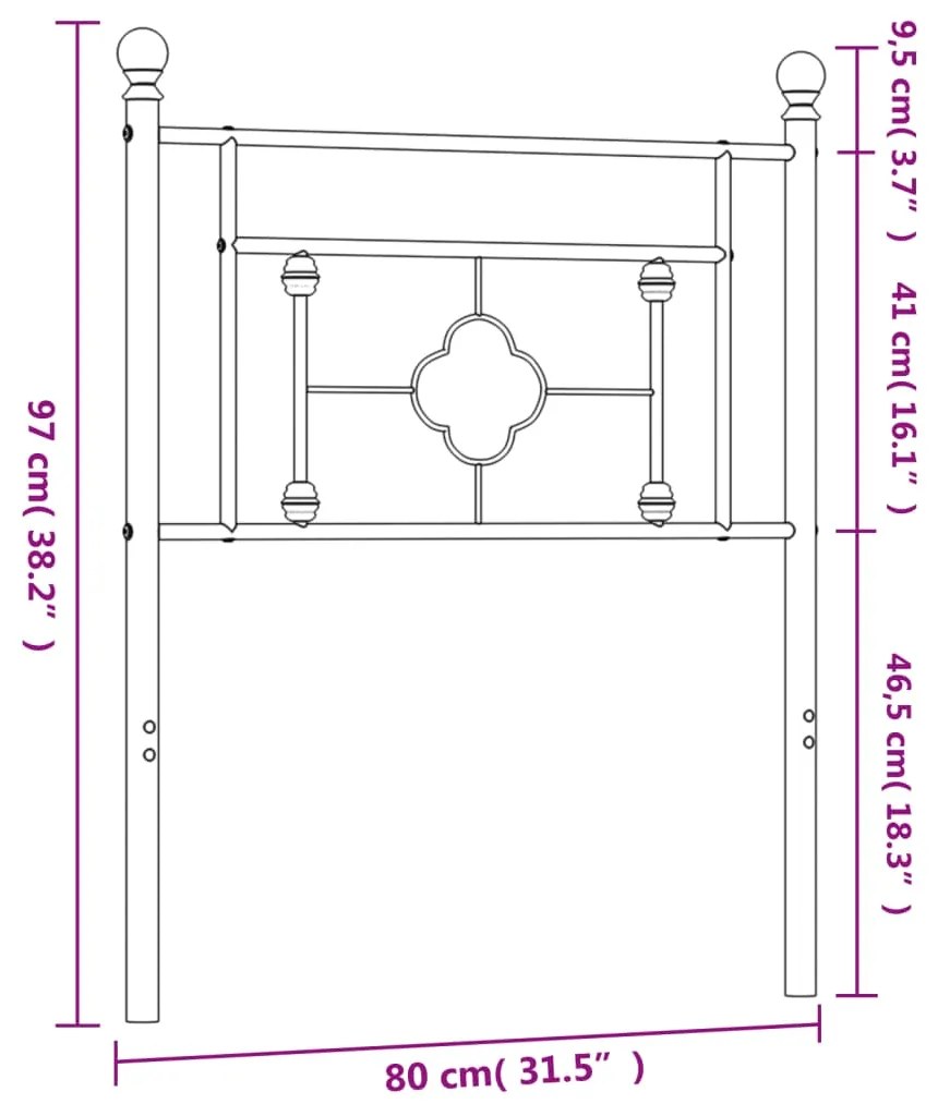 Cabeceira de cama 75 cm metal preto