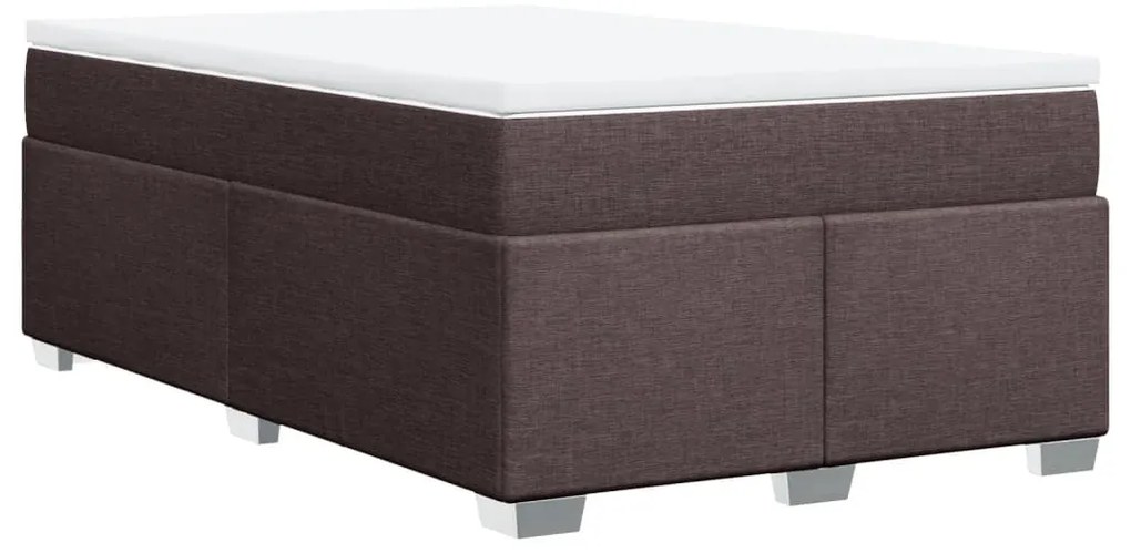Cama boxspring com colchão 120x190 cm tecido castanho-escuro