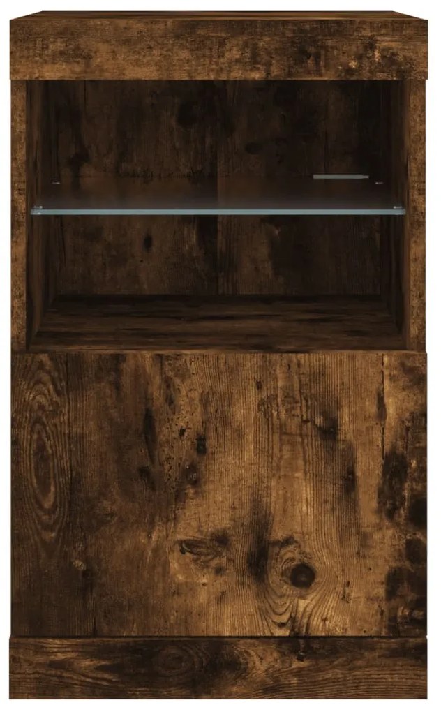 Aparador com luzes LED 41x37x67 cm carvalho fumado