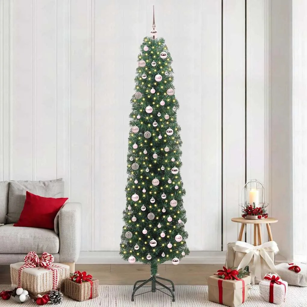 vidaXL Árvore de Natal Artificial Verde 240 cm PVC e Aço e Plástico