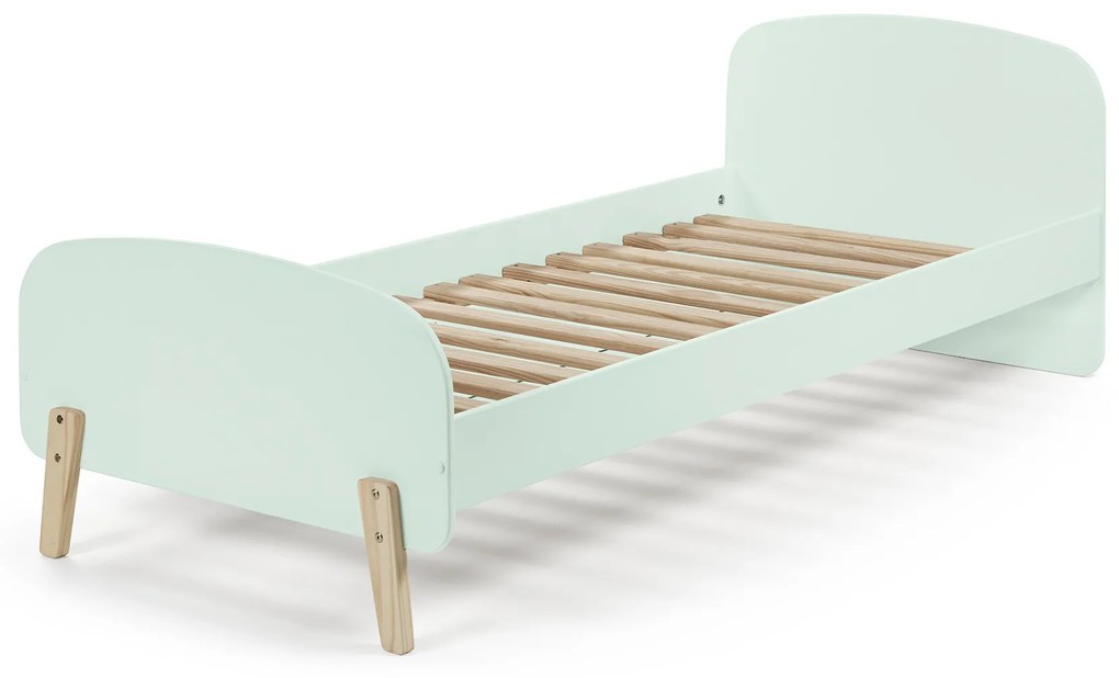 Conjunto cama infantil KIDDY (90x200) + Estrado + mesa de cabeceira Verde Menta
