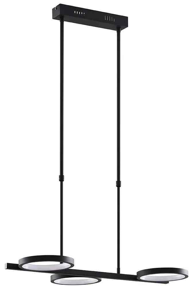 Candeeiro de suspensão moderno preto com LED regulável em 3 níveis 3 luzes - Vivé Moderno