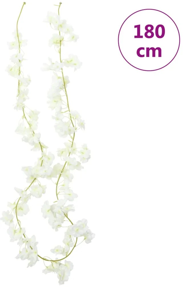 Grinaldas de flores de Natal 6 pcs 180 cm branco
