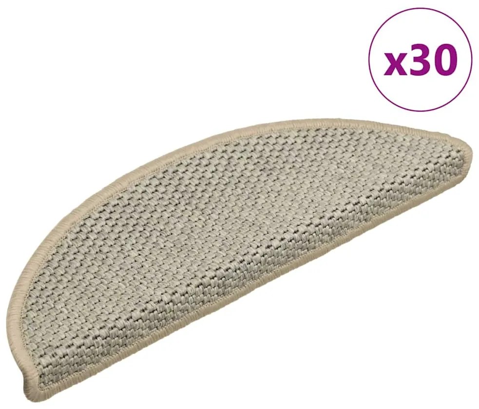 vidaXL Tapetes escada adesivos aspeto sisal 30pcs 56x17x3cm