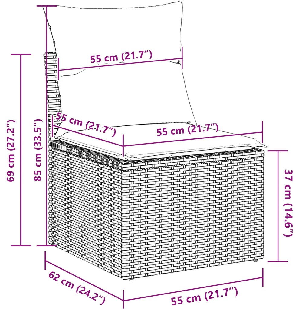 Conjunto de Sofá de Jardim de 13 Peças com Almofadas Preto Rattan Poli