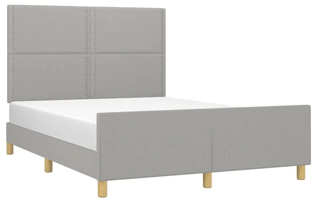 Estrutura de cama sem colchão 140x200 cm tecido cinzento-claro