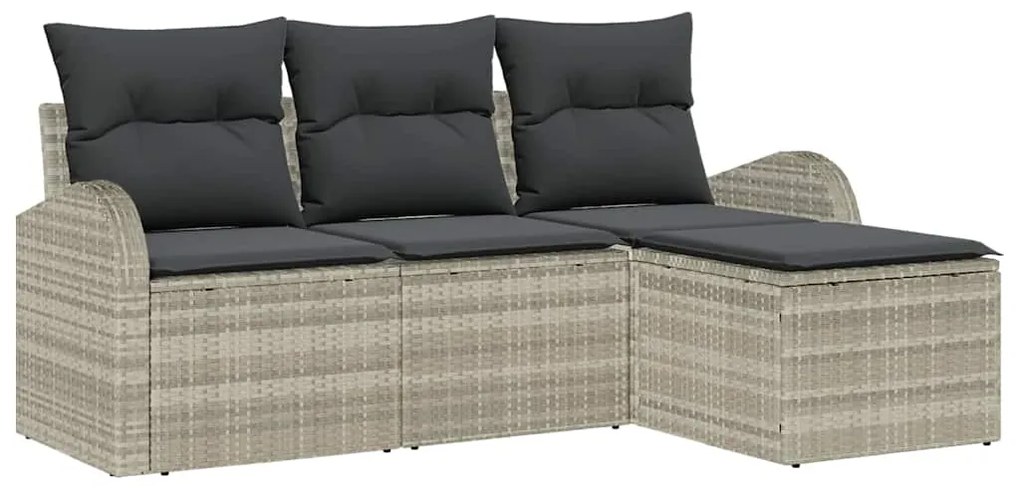 Conjunto de Sofá de Jardim vidaXL de 4 Peças com Almofadas Cinza Claro